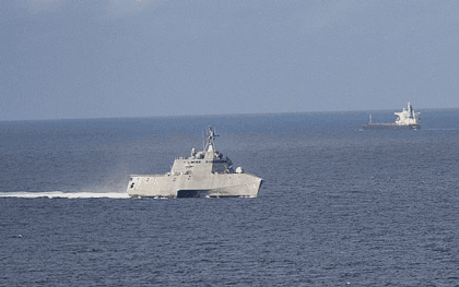 SULU SEA (Feb. 20, 2017) The littoral combat ship USS Coronado (LCS 4) conducts routine operations in the Sulu Sea. Coronado is a fast and agile warship tailor-made to patrol the region's littorals and work hull-to-hull with partner navies, providing the U.S. 7th Fleet with the flexible capabilities it needs now and in the future. U.S. Navy photo by MC2 Amy M. Ressler