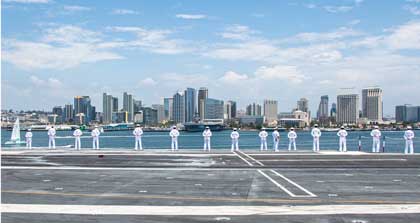 NAVAL AIR STATION NORTH ISLAND, Calif. (July 23, 2024) Sailors man the rails on the flight deck of the Nimitz-class aircraft carrier, USS Ronald Reagan (CVN 76), as it pulls into Naval Air Station North Island, California, July 23. As an integral part of U.S. Pacific Fleet, U.S. 3rd Fleet operates naval forces in the Indo-Pacific in addition to providing realistic and relevant training necessary to flawlessly execute our Navy’s timeless roles of sea control and power projection. U.S. 3rd Fleet works in close coordination with other numbered fleets to provide commanders with capable, ready forces to deploy forward and win in day-to-day competition, in crisis, and in conflict. (U.S. Navy photo by Mass Communication Specialist Seaman Ryan Freiburghaus)